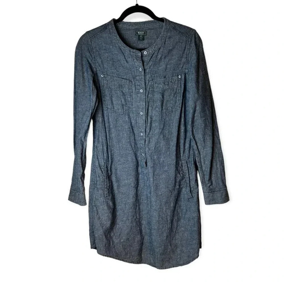 Roots Blue Denim Button  Up Shirt Dress - Picture 1 of 6